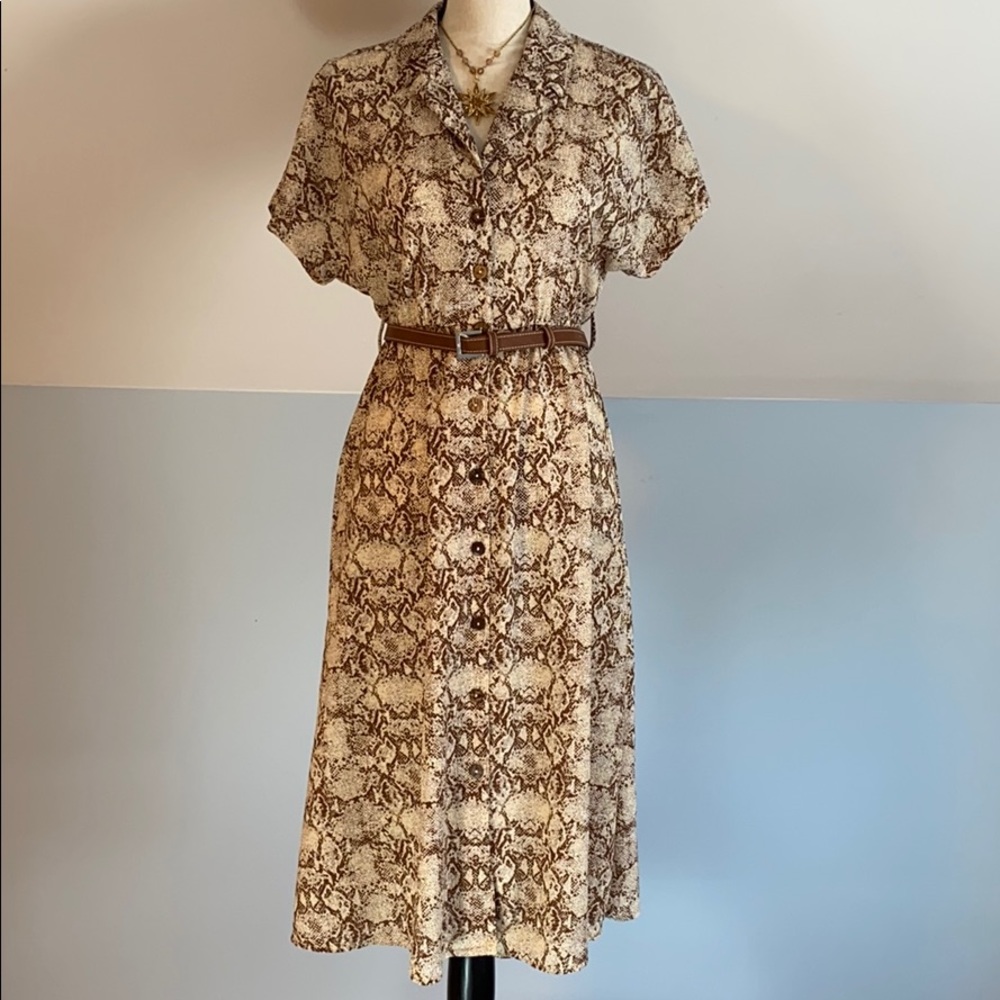 Angie Snakeskin Buttondown Dress